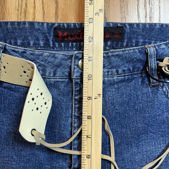 NWT Vintage 90s Mudd Bootcut Denim Jeans Y2K Juniors Size 18.5 Belt High Rise - Picture 8 of 12